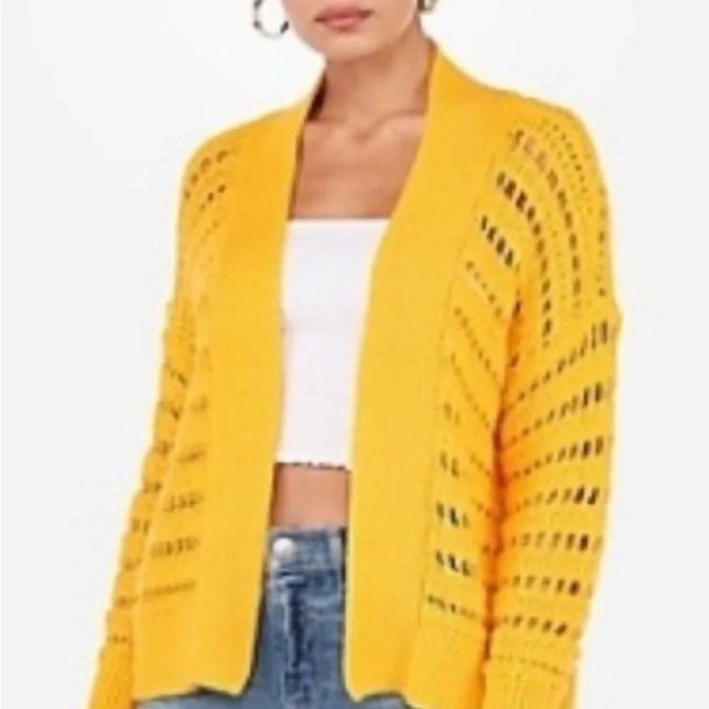 Express Women's Vibrant Yellow Open-Knit Cardigan